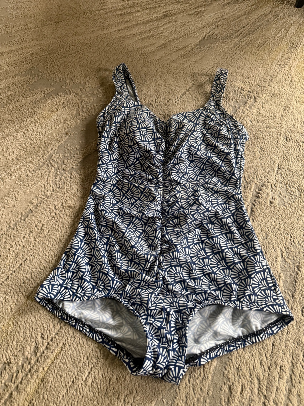 Maxine of Hollywood Navy & White Patterned One Piece Swim Suit bathing suit 14